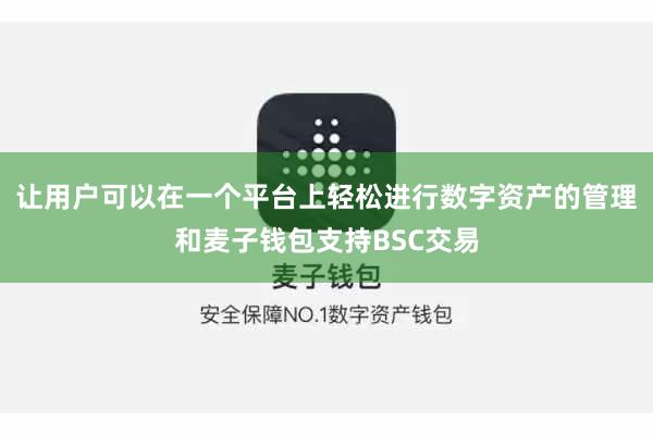 让用户可以在一个平台上轻松进行数字资产的管理和麦子钱包支持BSC交易