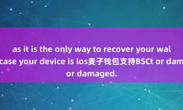 as it is the only way to recover your wallet in case your device is los麦子钱包支持BSCt or damaged.